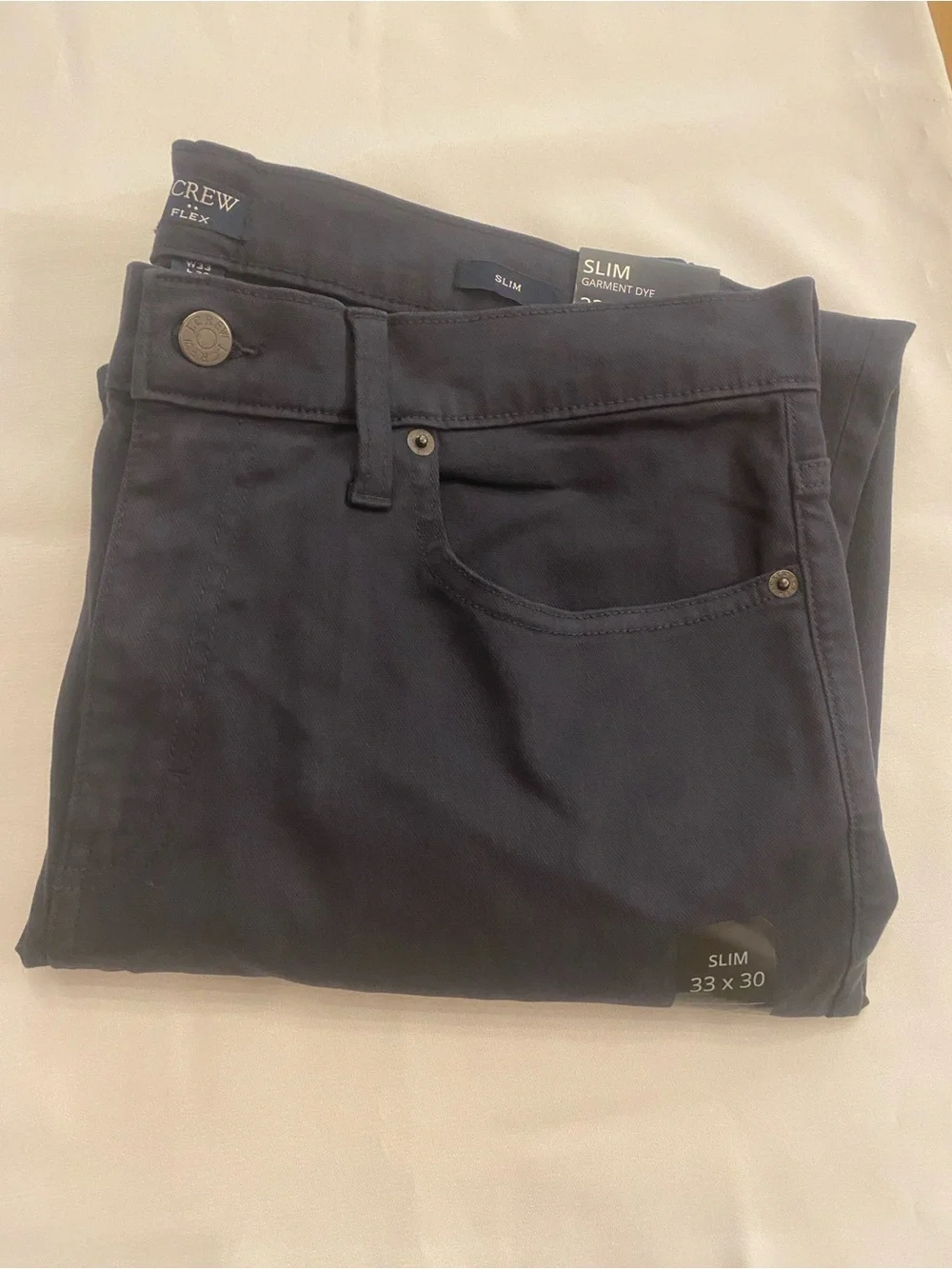 J. Crew Men’s Navy Blue Slim Straight Leg Flex Five Pocket Jeans New 33x30